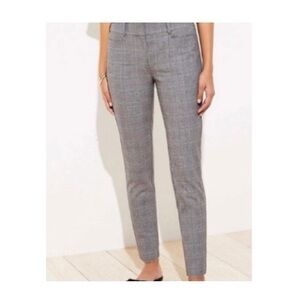 Loft Houndstooth Plaid Skinny Ankle‎ Trousers